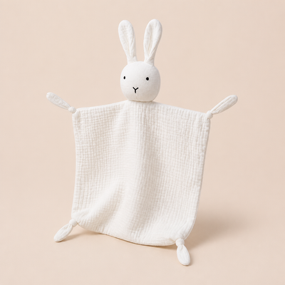 Doudou Lapin Plat - Blanc
