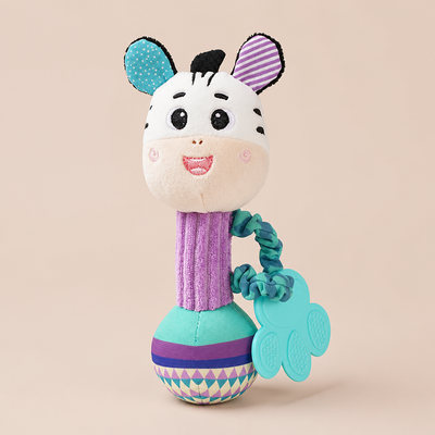 Hochet Bâton Zèbre en Peluche