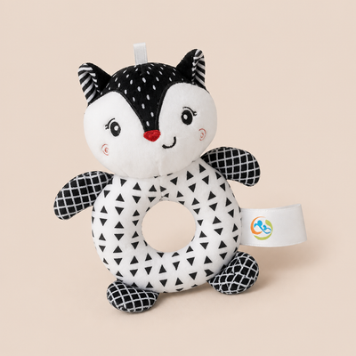 Hochet en Peluche Dentition Noir et Blanc - Renard