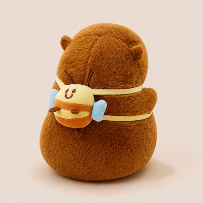 Peluche Capybara avec Sac a Dos Abeilles