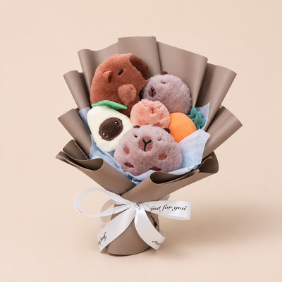 Peluche Capybara en Bouquet de Fleurs