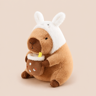 Peluche Capybara Kawaii avec Bonnet - 30 Cm