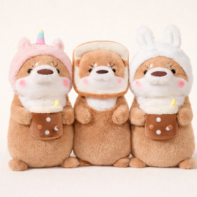 Peluche Loutre Beige Déguisé