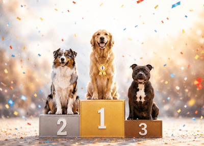 Podium des races de chien préférées des Français en 2025 : golden retriever, berger australien et staffordshire bull terrier