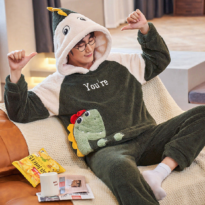 Pyjama hiver dinosaure vert homme