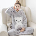 Pyjama polaire ours gris pour femme