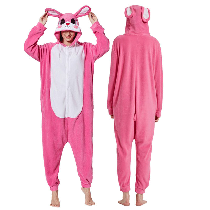 Kigurumi lapin rouge rosé adulte en polaire