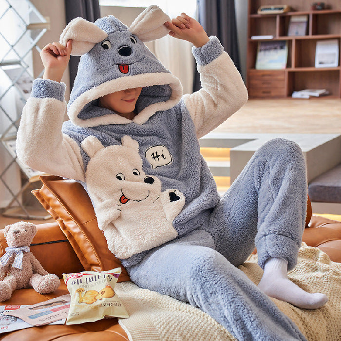 Pyjama polaire ours blanc à capuche homme grande taille