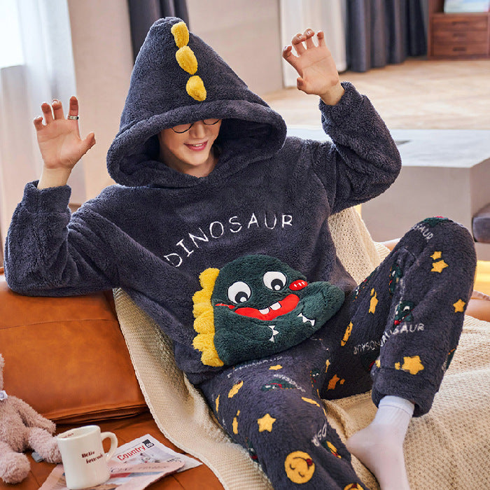 Ensemble pyjama dinosaure bleu à capuche homme