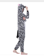 Combi pyjama zèbre noir et blanc adulte et enfant
