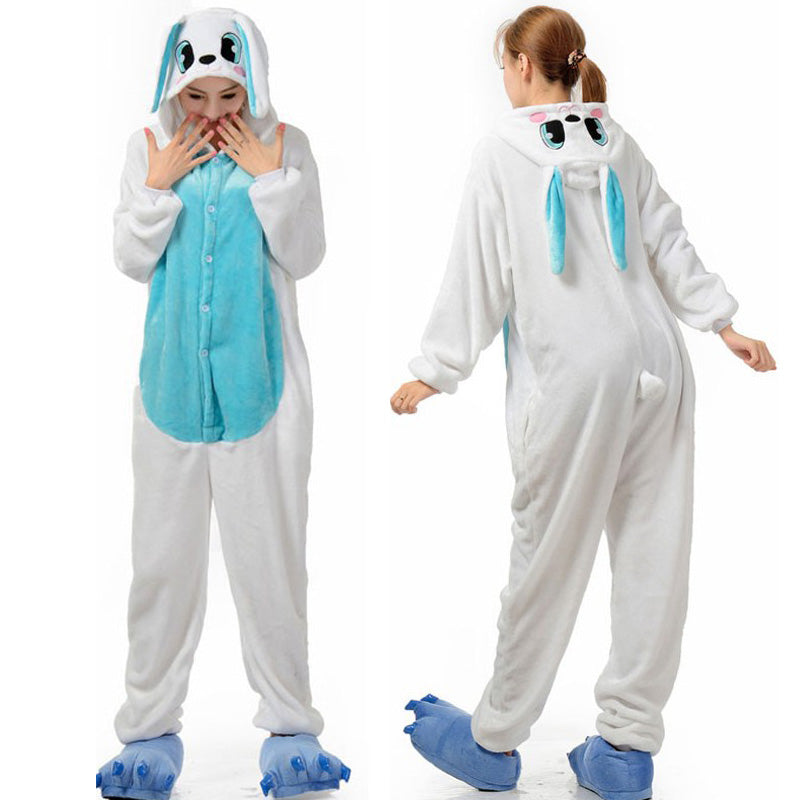 Kigurumi lapin bleu à ventre clair adulte