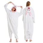 Combinaison pyjama lapin blanc adulte douce et chaude