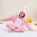 Combi pyjama lapin rose enfant en flanelle