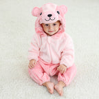 Combinaison pyjama ours rose enfant en flanelle