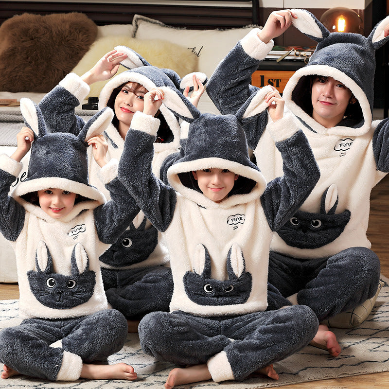 Pyjama polaire panda doux à capuche famille