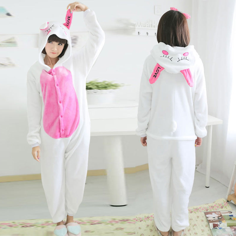 Pyjama une pièce lapin à cœurs adulte