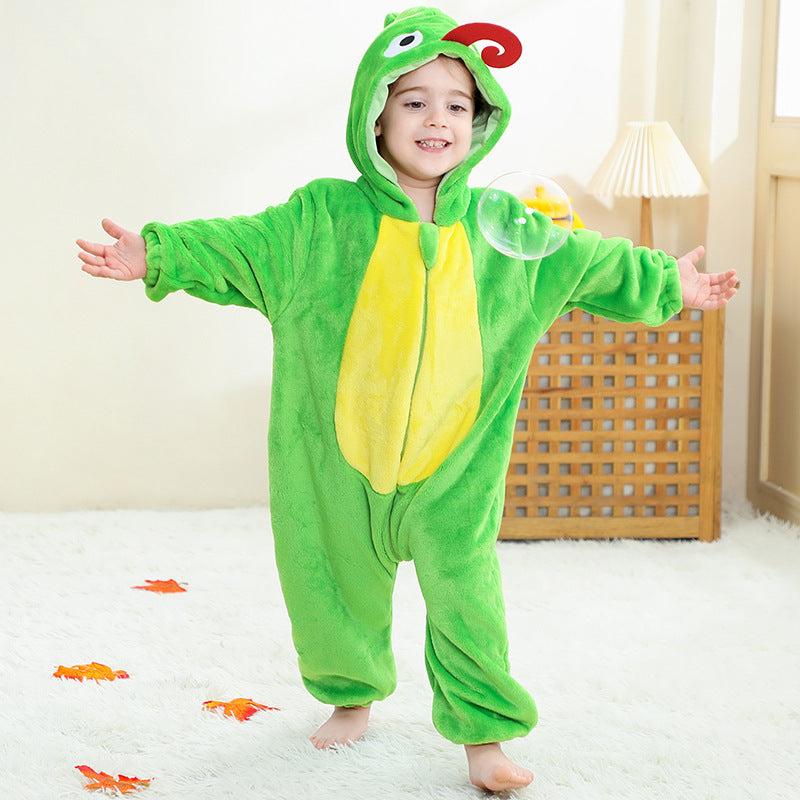 Kigurumi caméléon enfant vert et doux