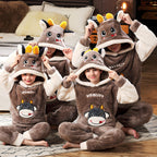 Ensemble pyjama dinosaure vert à capuche enfant et adulte