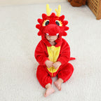 Kigurumi dragon rouge enfant en flanelle