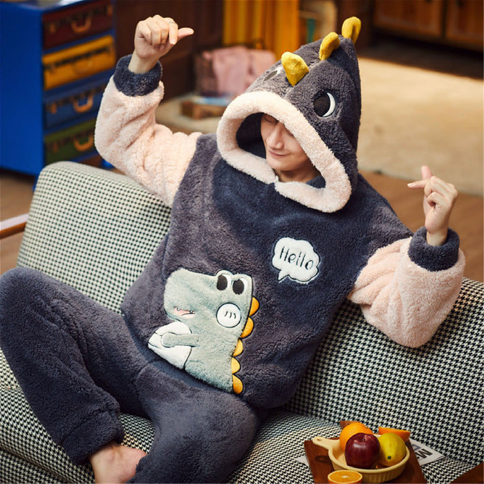 Pyjama pilou pilou dinosaure doux à capuche homme