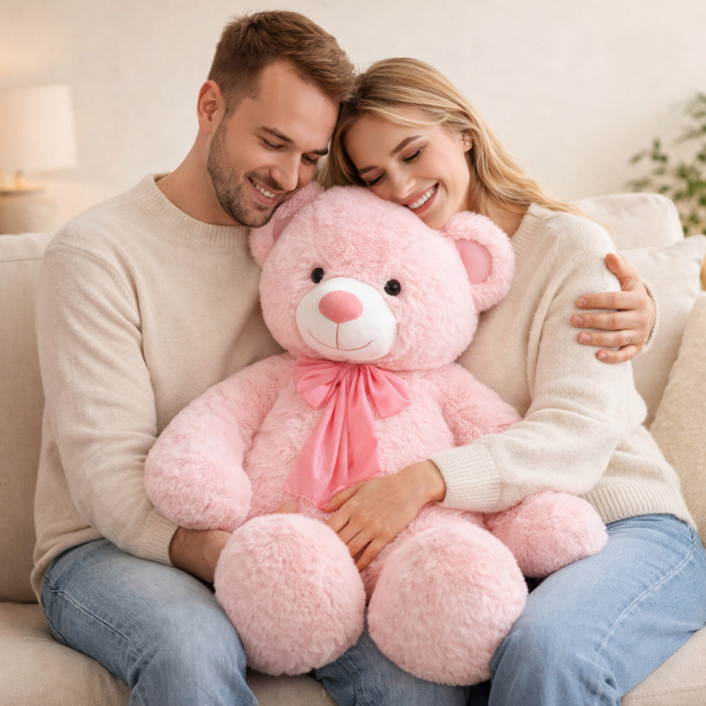 Grand Ours en Peluche Rose - vue 4