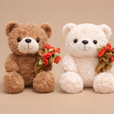 Nounours avec Bouquet de Fleurs