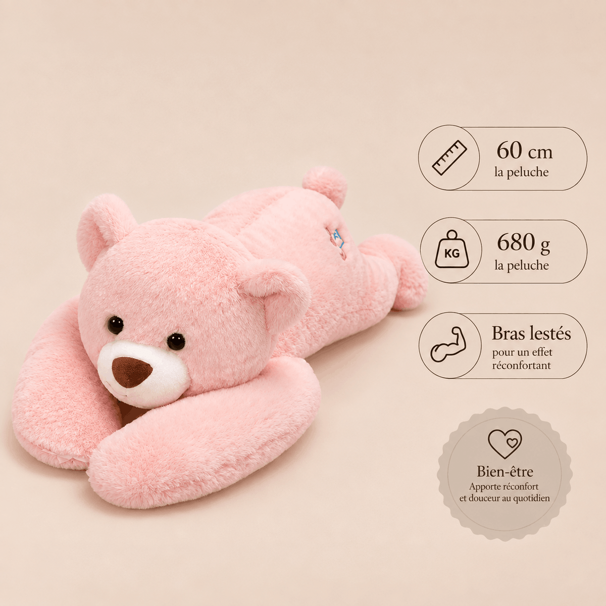 Ours en Peluche Lestée - Rose