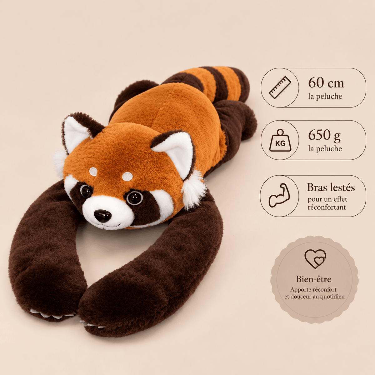 Panda Roux Lestée en Peluche - 650g