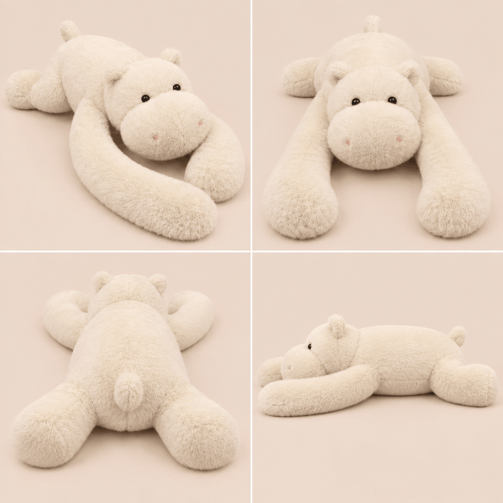 Peluche Hippopotame Blanc Lestée