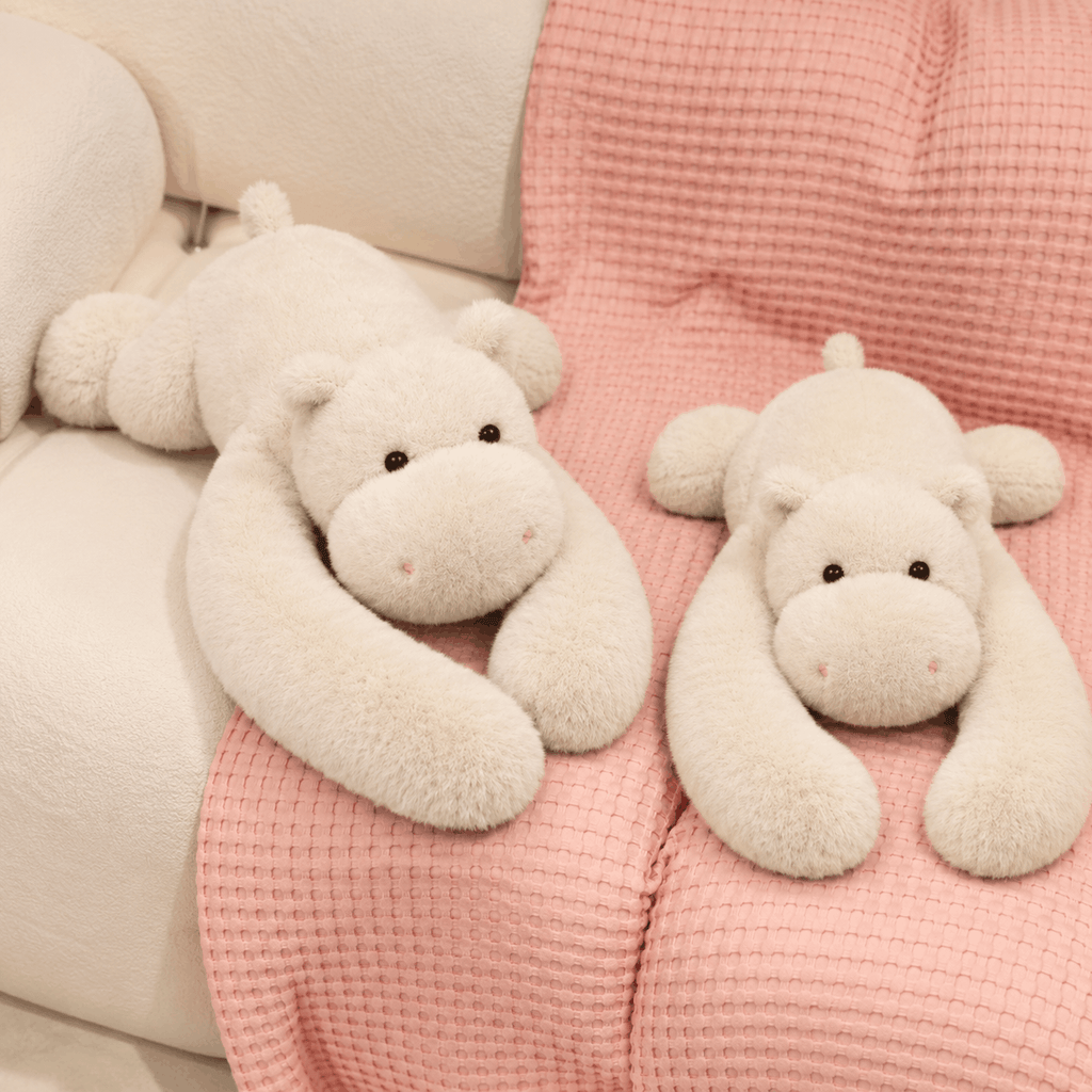 Peluche Hippopotame Blanc Lestée