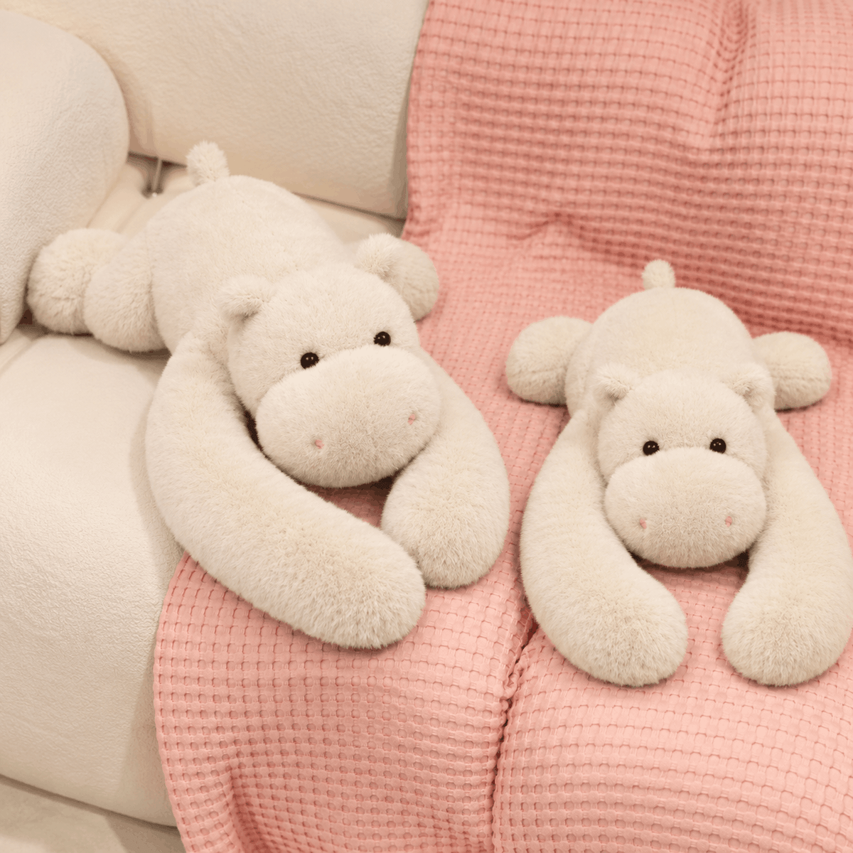 Peluche Hippopotame Blanc Lestée