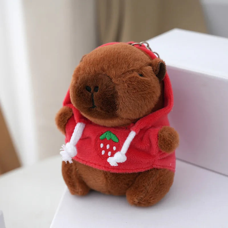 Porte Clés Peluche Capybara Hoodie Fraise - vue 2