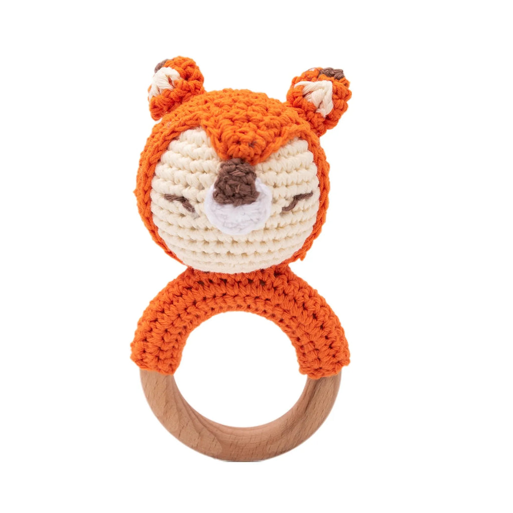 Hochet Renard en Peluche et Bois - vue 2