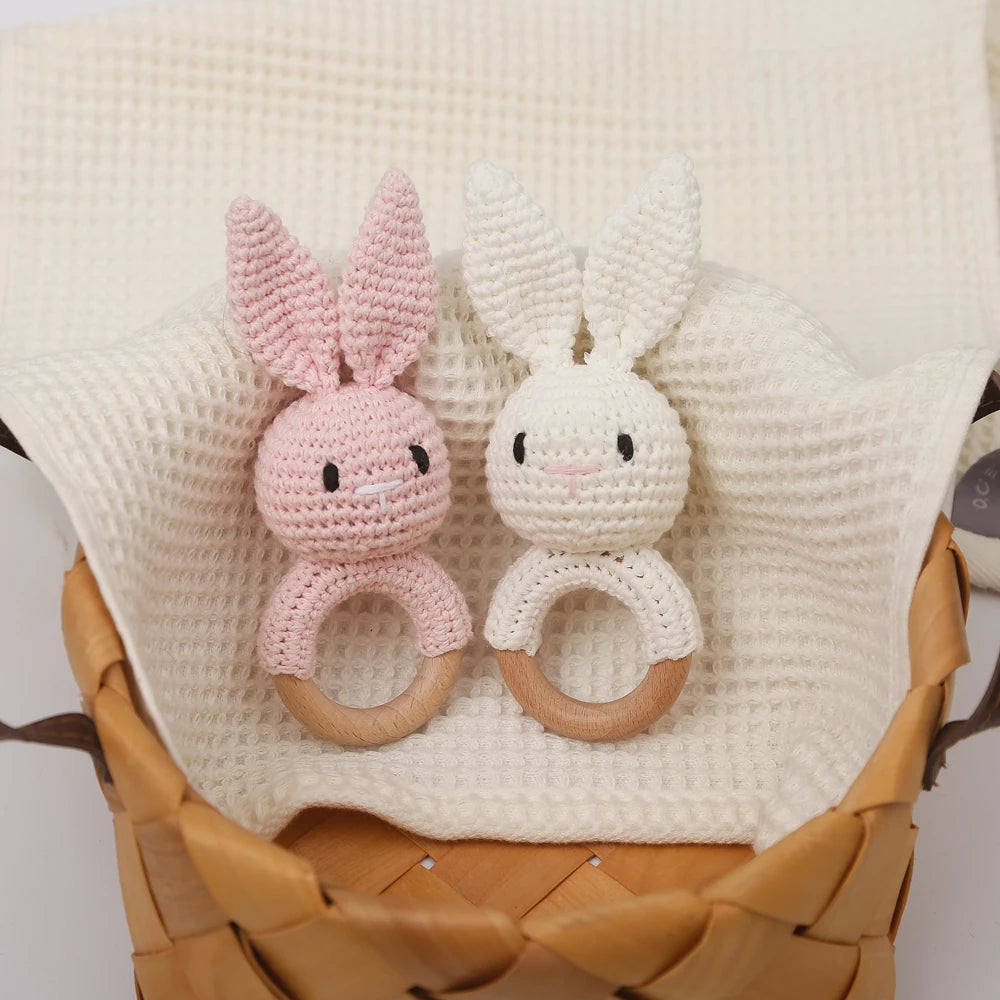 Hochet Peluche et Bois Lapin - Multiples Couleurs - vue 5