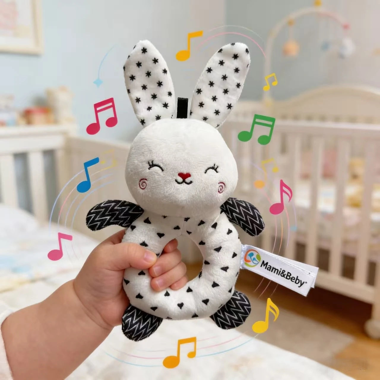 Peluche Anneau de Dentition Noir et Blanc - Lapin - vue 3