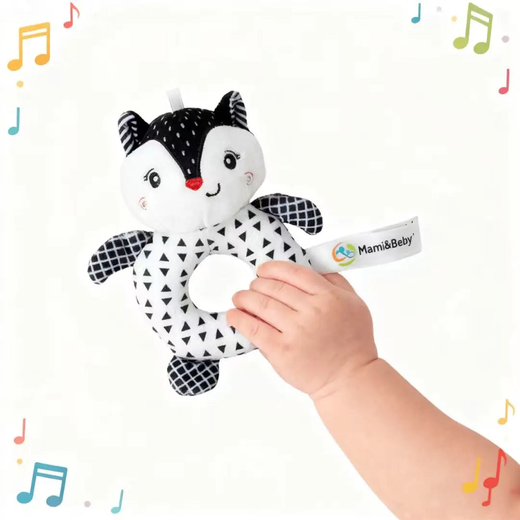 Hochet en Peluche Dentition Noir et Blanc - Renard - vue 2