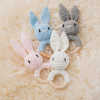Hochet Peluche et Bois Lapin - Multiples Couleurs - vue 2