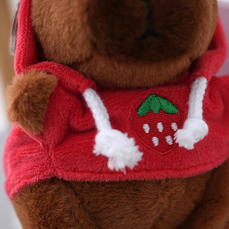 Porte Clés Peluche Capybara Hoodie Fraise - vue 5