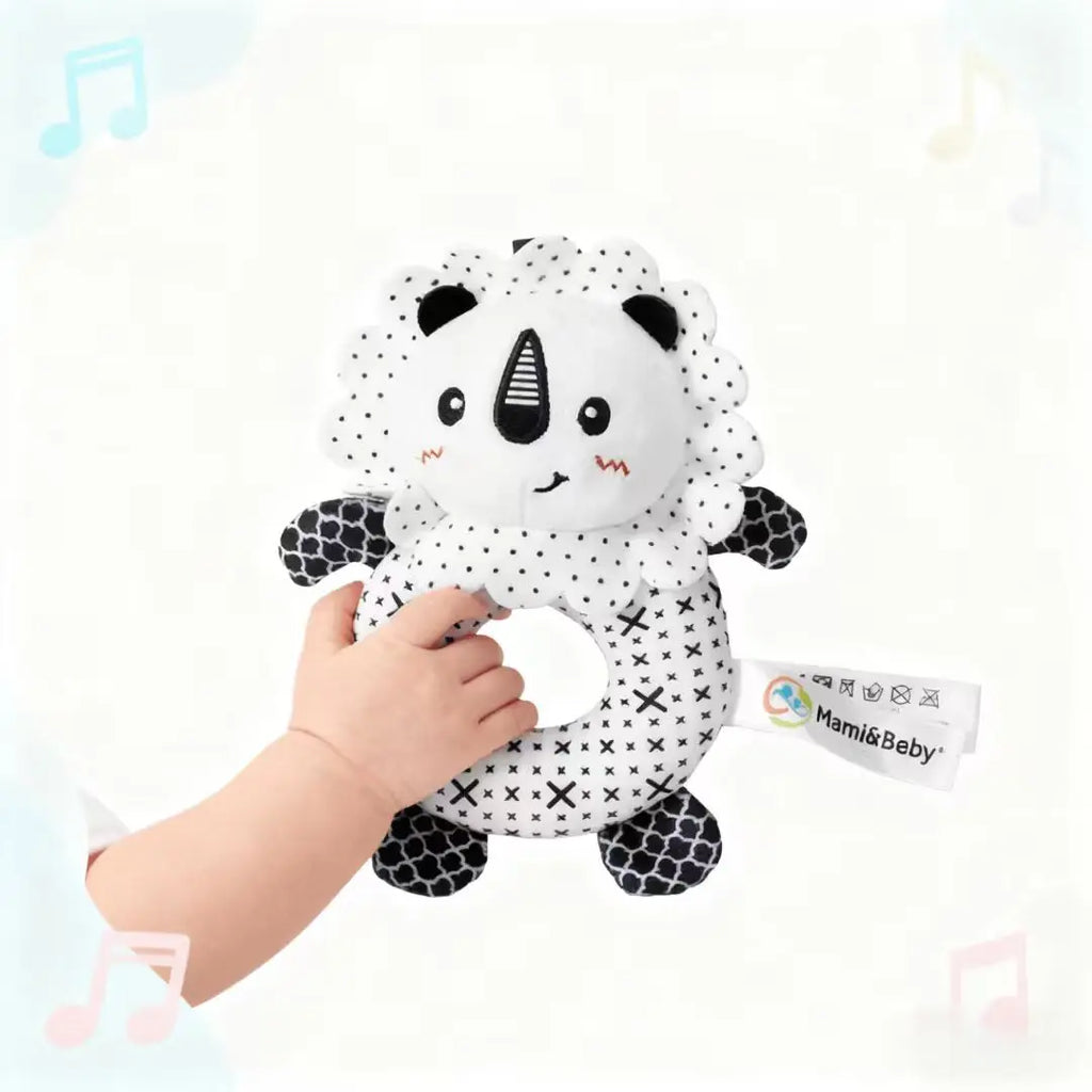 Hochet en Peluche Noir et Blanc - Lion - vue 2