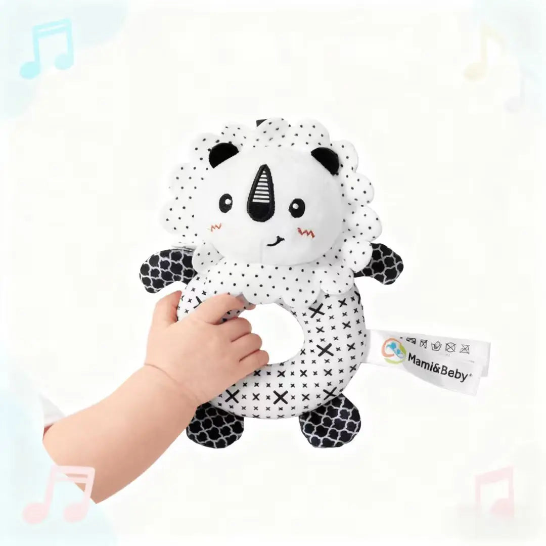 Hochet en Peluche Noir et Blanc - Lion - vue 2
