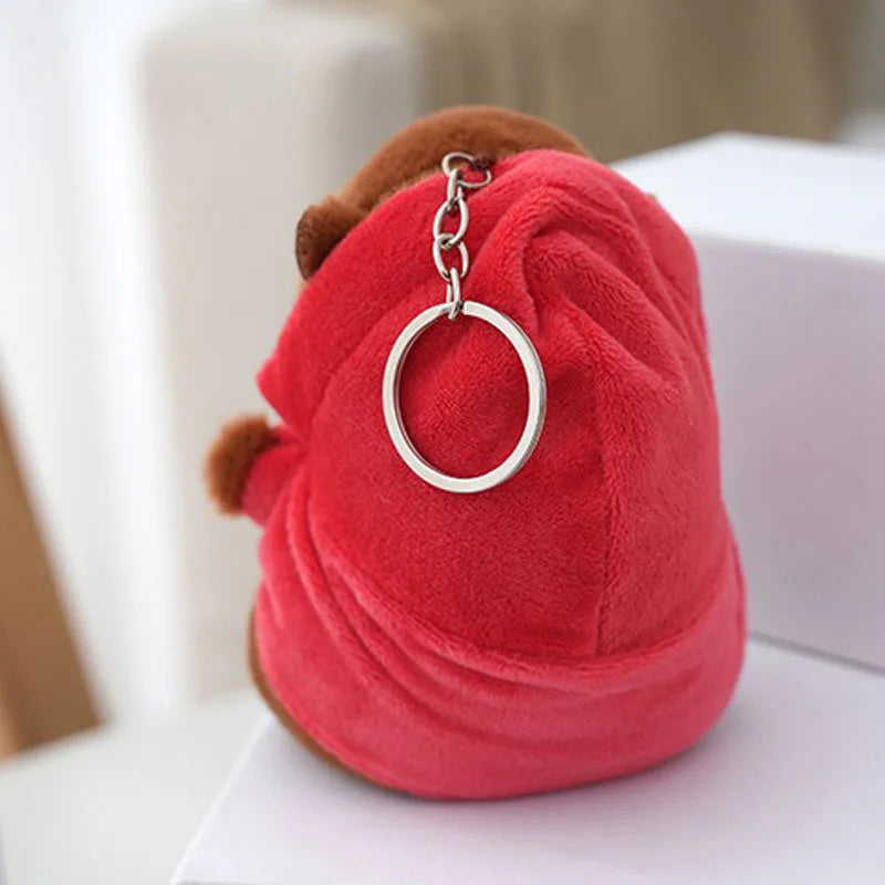 Porte Clés Peluche Capybara Hoodie Fraise - vue 4