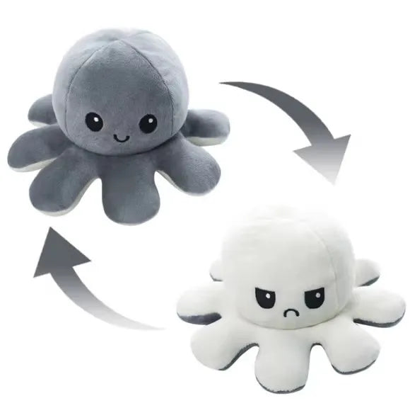 Peluche Pieuvre Reversible Blanc /gris - vue 2