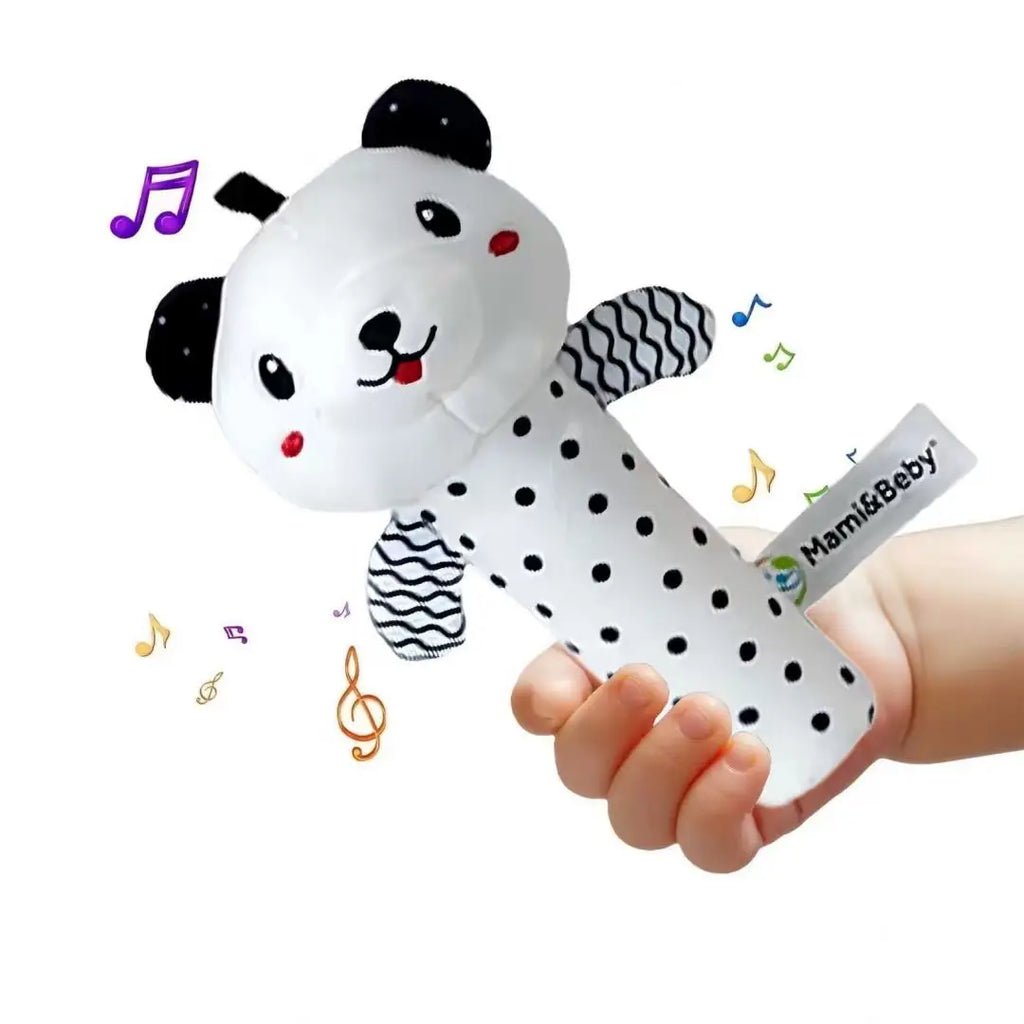 Hochet Bâton en Peluche Noir et Blanc - vue 5