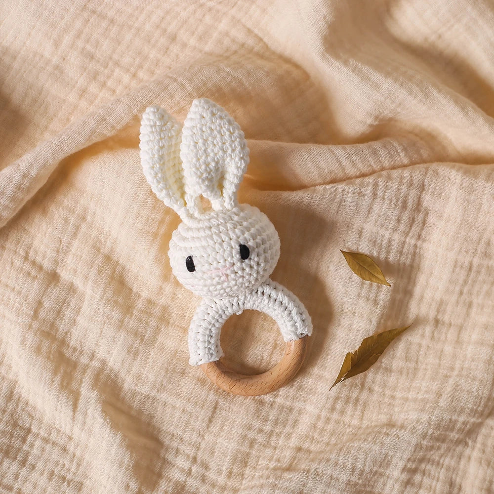 Hochet Peluche et Bois Lapin - Multiples Couleurs - vue 7