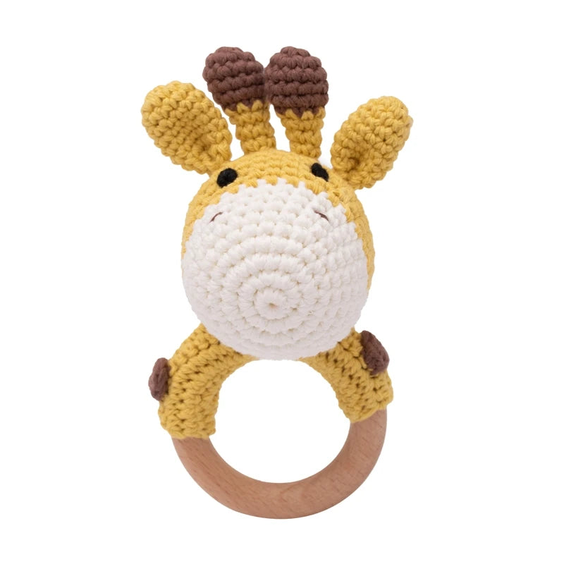 Hochet Girafe en Peluche et Bois - vue 2