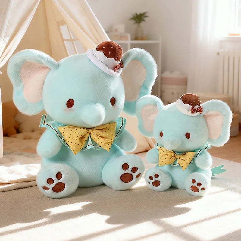 Peluche Éléphant Bleu Menthe Kawaii - vue 2