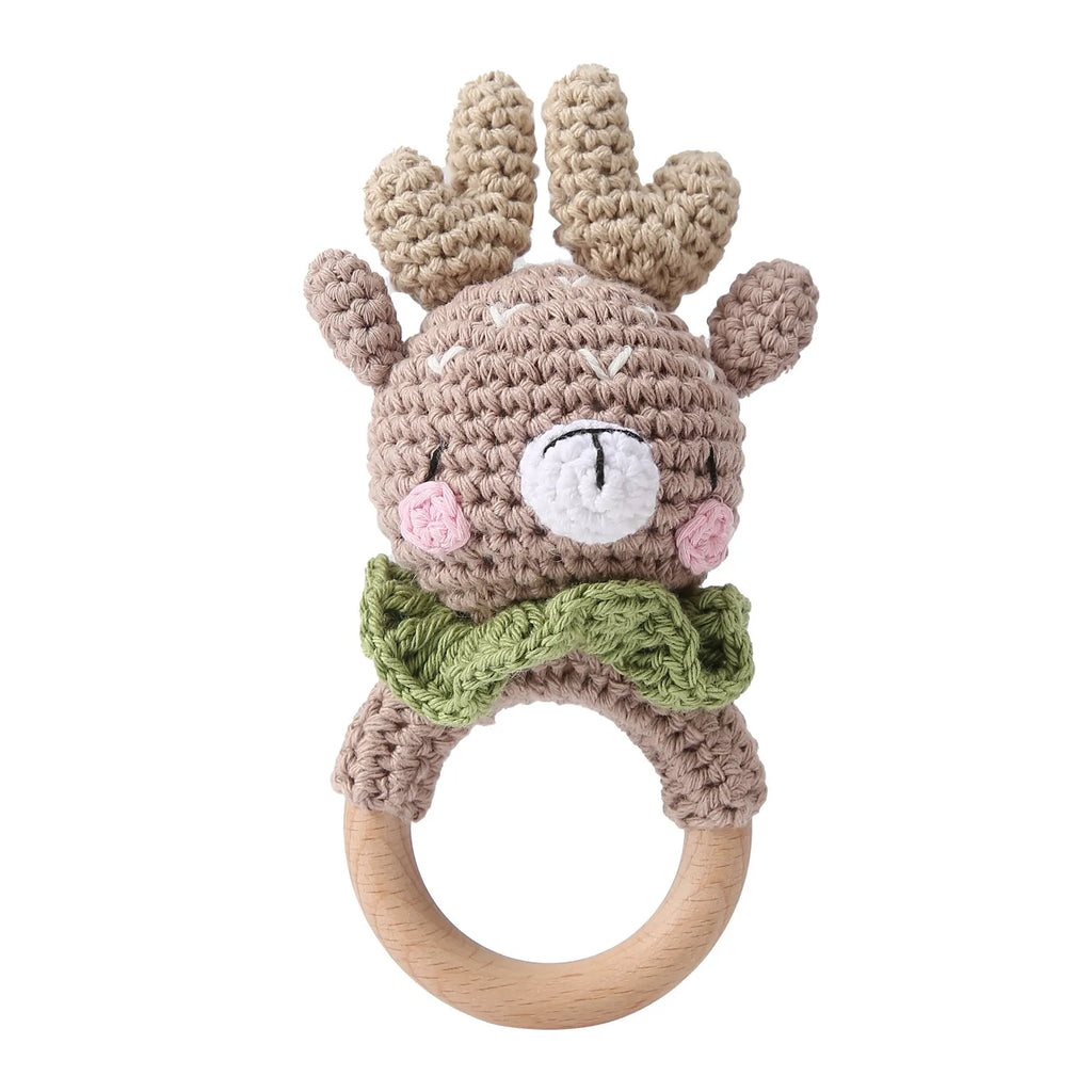 Hochet Rennes en Peluche et Bois - vue 2
