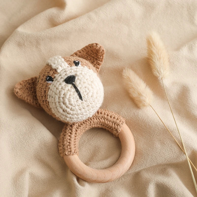Hochet Chien en Peluche et Bois - vue 4