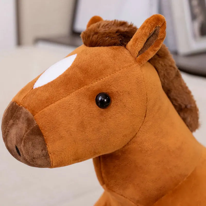 Grand Cheval Marron en Peluche - vue 3
