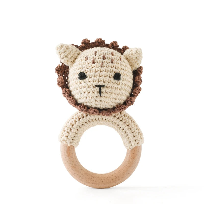 Hochet Lion en Peluche et Bois - vue 2